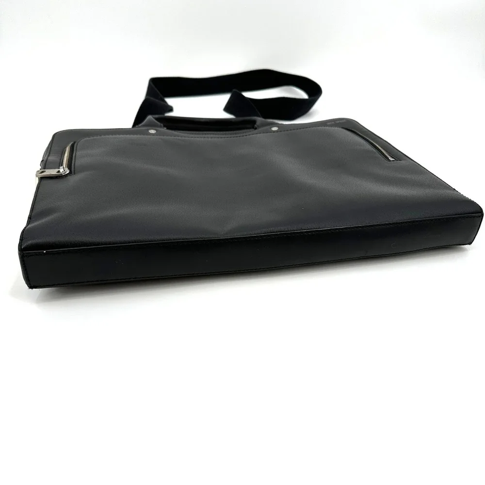 Jack Spade Black Leather Slim Briefcase Messenger Bag Laptop Bag Mens